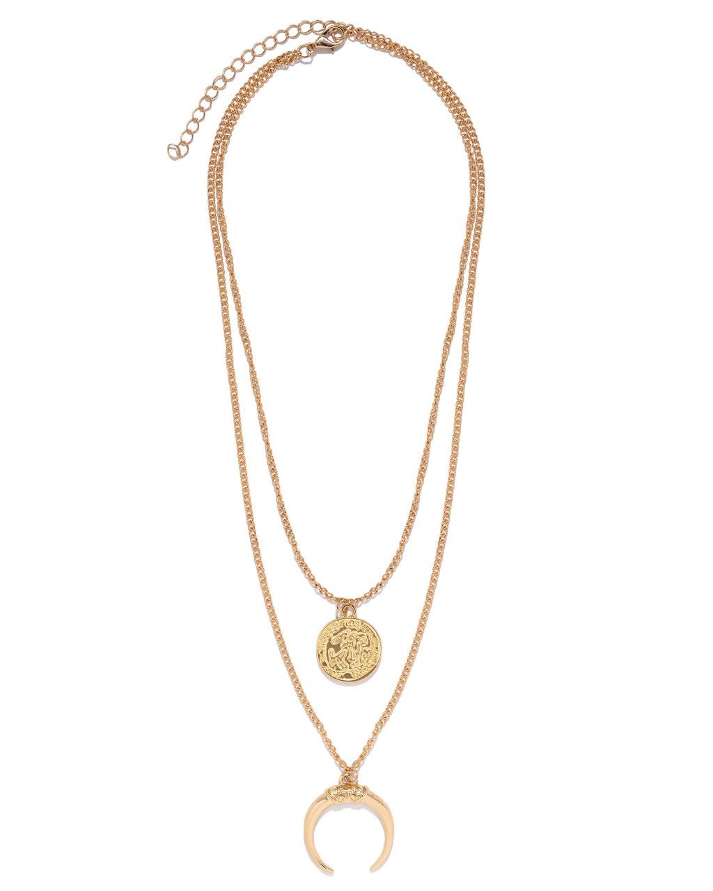 Coin And Crescent Layered Necklace
