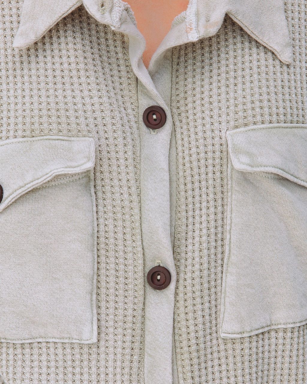 Allister Cotton Thermal Shacket - Stone