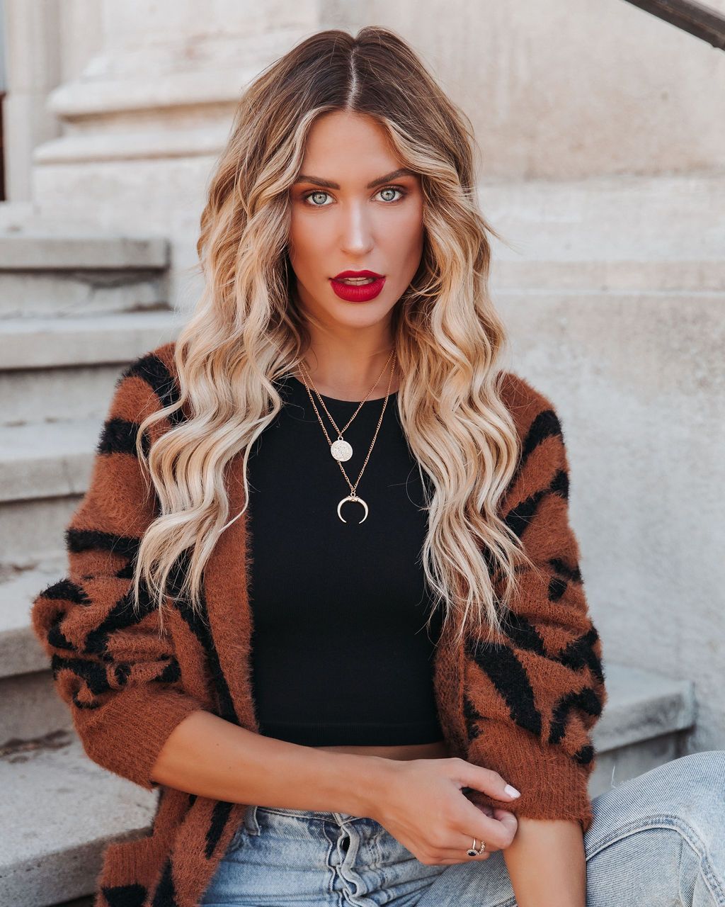 Coin And Crescent Layered Necklace